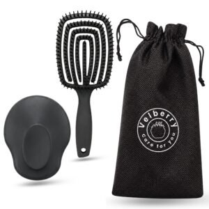 Home velberry 3 piece hair brush & scalp massager set